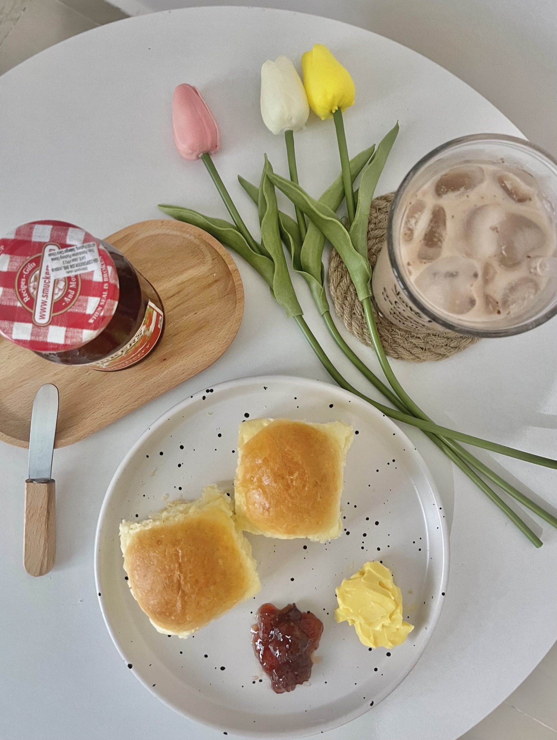 Boink Bakery Soft Roll with Butter and Jam scaled